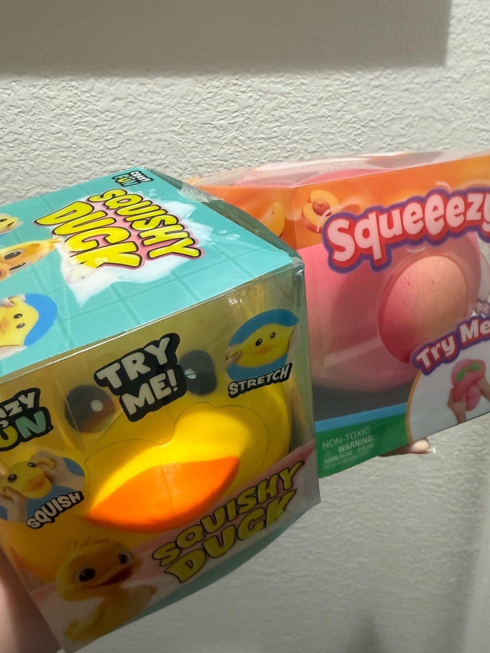 Bundle of 2 Jumbo Squishy. Duck & Peach. NEW